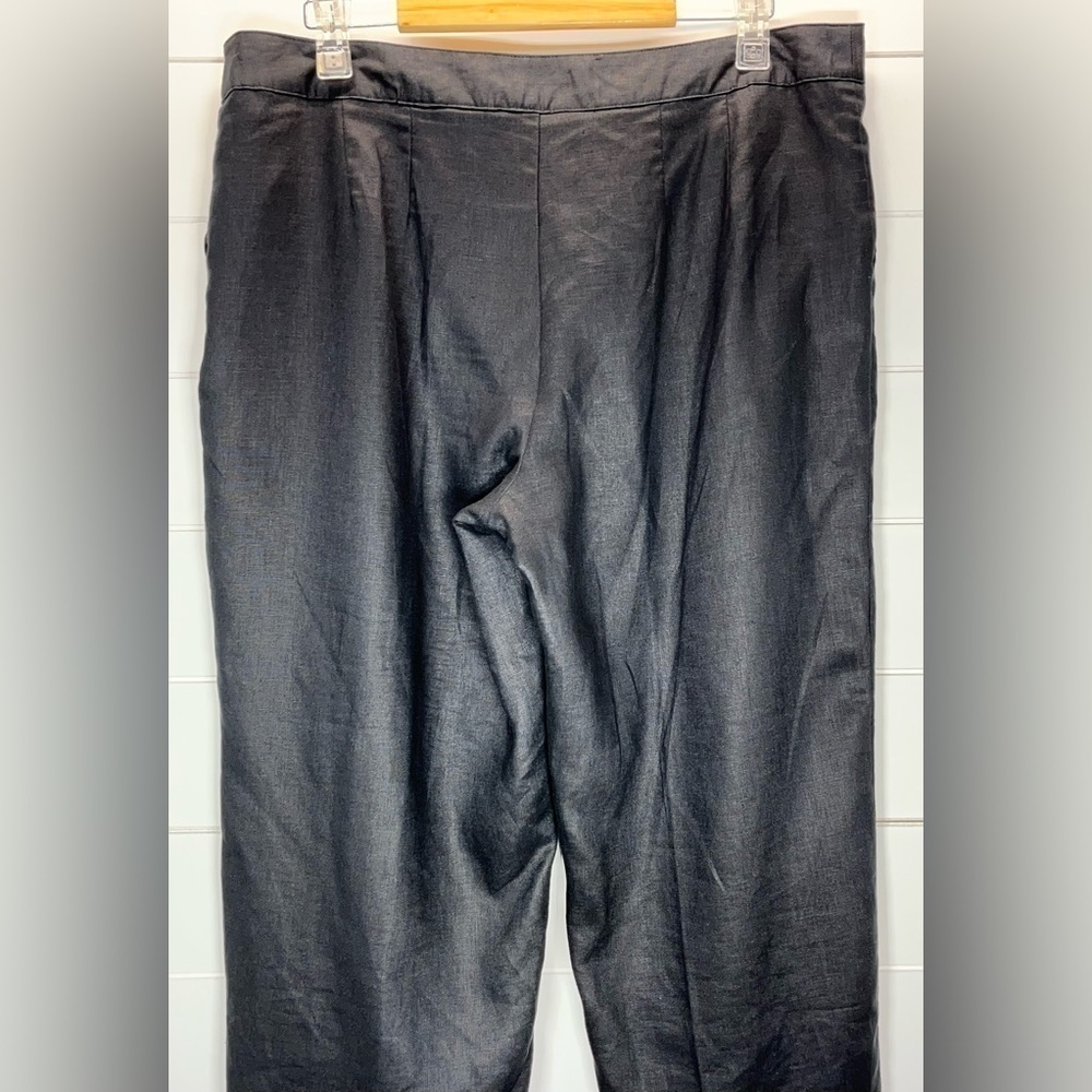Carole Little VTG Pants Womens 14 Cropped Wide Leg Linen Beachy Coastal Resort - Picture 5 of 12
